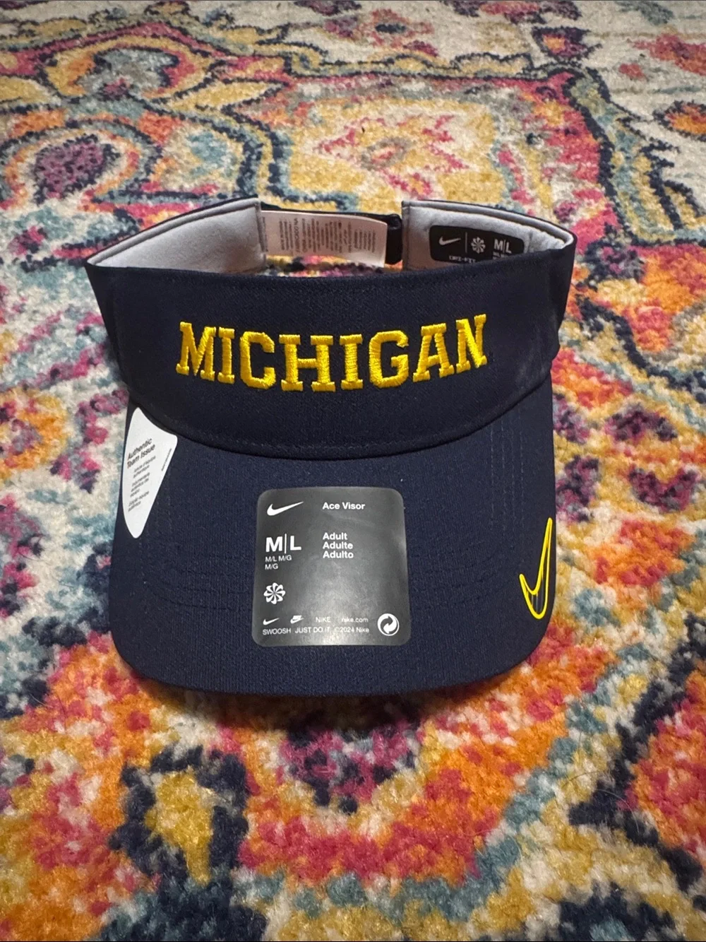 Nike Navy Visor with Yellow Michigan Embroidery